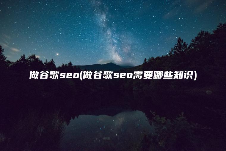 做谷歌seo(做谷歌seo需要哪些知识)